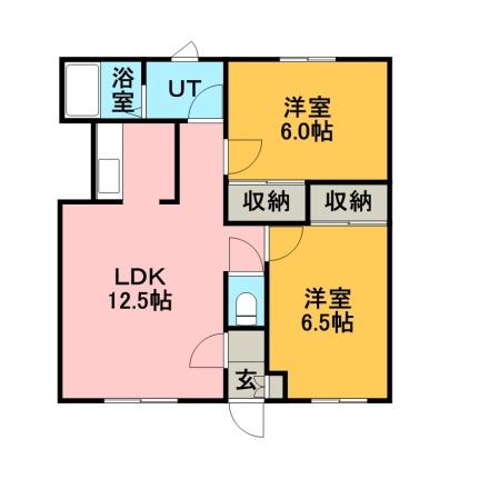 第6Ｔハイツ 202｜北海道札幌市南区川沿五条３丁目(賃貸アパート2LDK・2階・56.00㎡)の写真 その2