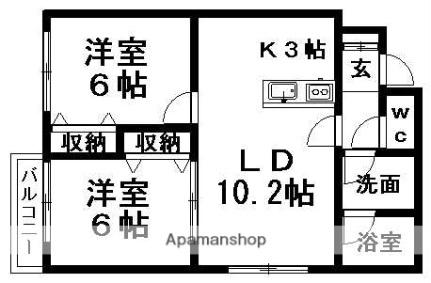 北海道札幌市豊平区月寒東三条１５丁目(賃貸マンション2LDK・4階・48.00㎡)の写真 その2