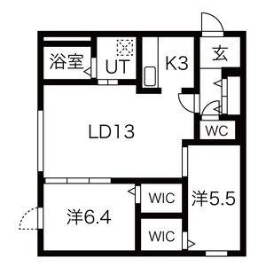 ブルーイング平岸 405｜北海道札幌市豊平区平岸六条１２丁目(賃貸マンション2LDK・4階・55.70㎡)の写真 その2