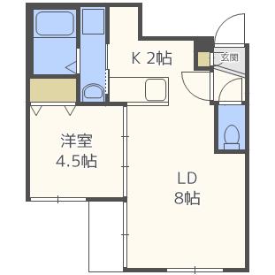 キングハウス豊平4条9丁目 102｜北海道札幌市豊平区豊平四条９丁目(賃貸マンション1LDK・1階・34.92㎡)の写真 その2