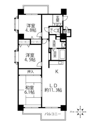 クリオ行啓通参番館 516｜北海道札幌市中央区南十四条西８丁目(賃貸マンション3LDK・5階・60.58㎡)の写真 その2