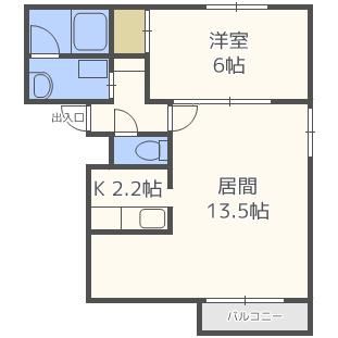 ケイ 103｜北海道札幌市豊平区平岸二条１０丁目(賃貸マンション1LDK・1階・45.79㎡)の写真 その2