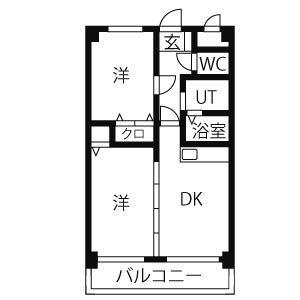 ノール中の島 307｜北海道札幌市豊平区中の島二条１丁目(賃貸マンション2DK・3階・47.57㎡)の写真 その2