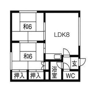 ハイム道 2｜北海道札幌市豊平区月寒東二条７丁目(賃貸アパート2LDK・1階・43.74㎡)の写真 その2