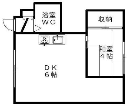 コーポはぎさわ 203｜北海道札幌市豊平区中の島一条１０丁目(賃貸アパート1LDK・2階・33.66㎡)の写真 その2