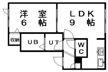 シャーメゾン時 202｜北海道札幌市白石区南郷通２丁目南(賃貸アパート1LDK・2階・36.40㎡)の写真 その2