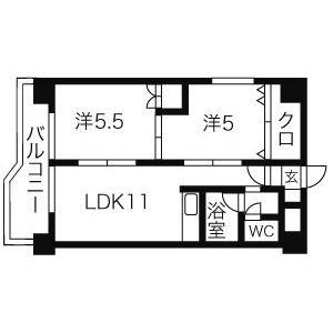 グランデース南郷 503｜北海道札幌市白石区南郷通８丁目北(賃貸マンション2LDK・5階・44.82㎡)の写真 その2