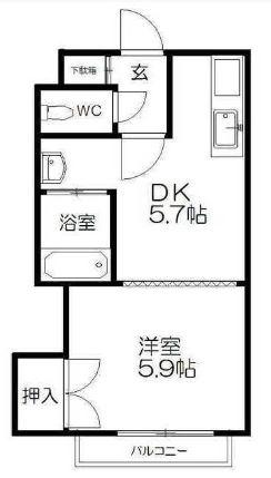 サニープレイス中の島 206｜北海道札幌市豊平区中の島二条８丁目(賃貸マンション1DK・2階・21.10㎡)の写真 その2