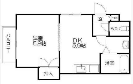 サニープレイス中の島 301｜北海道札幌市豊平区中の島二条８丁目(賃貸マンション1DK・3階・25.27㎡)の写真 その2