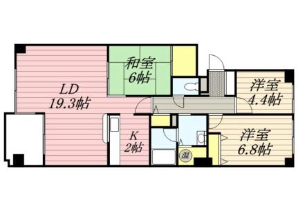 北海道札幌市厚別区厚別南２丁目(賃貸マンション3LDK・4階・82.41㎡)の写真 その2