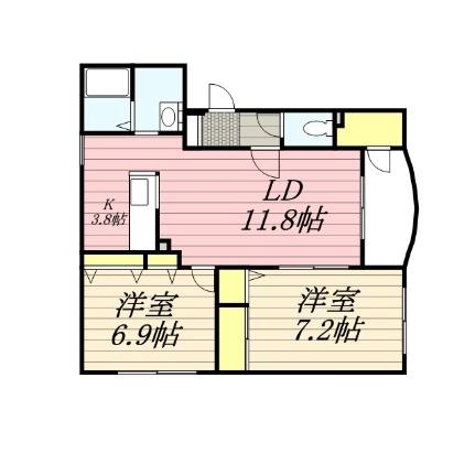 北海道札幌市清田区平岡一条２丁目(賃貸マンション2LDK・4階・56.16㎡)の写真 その2