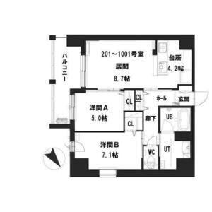 グランメールアサヒVII 1001｜北海道札幌市白石区本郷通３丁目南(賃貸マンション2LDK・10階・60.08㎡)の写真 その2