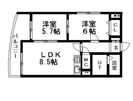 ラークヒルズマンション 202｜北海道札幌市厚別区厚別南２丁目(賃貸マンション2DK・2階・45.40㎡)の写真 その2
