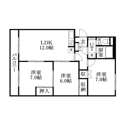 トーカン第2中の島リバーサイド 405 ｜ 北海道札幌市豊平区平岸一条２丁目（賃貸マンション3LDK・4階・72.68㎡） その2