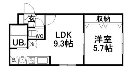 パトラス白石 201｜北海道札幌市白石区南郷通１丁目南(賃貸マンション1LDK・2階・34.46㎡)の写真 その2