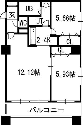 グランカーサ北3条 01202｜北海道札幌市中央区北三条東３丁目(賃貸マンション2LDK・12階・55.76㎡)の写真 その2