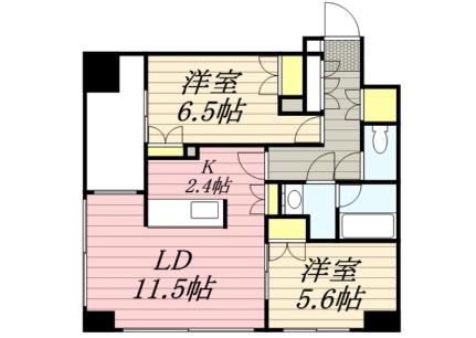 北海道札幌市中央区南三条東３丁目(賃貸マンション2LDK・17階・60.35㎡)の写真 その2