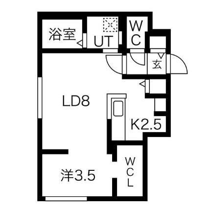 エアフォルク学園前 403｜北海道札幌市豊平区平岸二条１丁目(賃貸マンション1LDK・4階・35.45㎡)の写真 その2