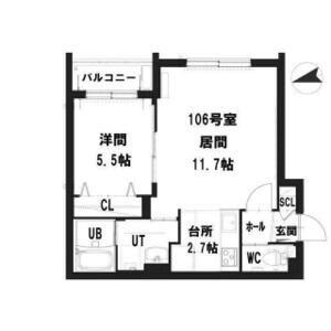 グランメール・シャリテ 106｜北海道札幌市豊平区中の島二条１０丁目(賃貸マンション1LDK・1階・44.95㎡)の写真 その2