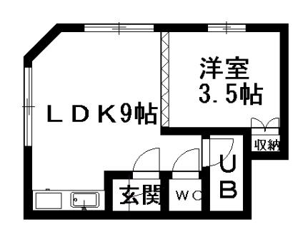 ハイツ古跡 201｜北海道札幌市西区山の手三条２丁目(賃貸アパート1LDK・2階・23.41㎡)の写真 その2