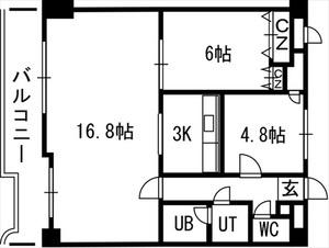 クレストコート宮の森 00303｜北海道札幌市中央区宮の森二条５丁目(賃貸マンション3LDK・3階・70.85㎡)の写真 その2