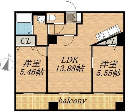 グランカーサ北3条 01006｜北海道札幌市中央区北三条東３丁目(賃貸マンション2LDK・10階・54.18㎡)の写真 その2