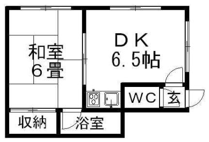 千寿マンション 1｜北海道札幌市南区南三十二条西９丁目(賃貸アパート1DK・1階・26.78㎡)の写真 その2