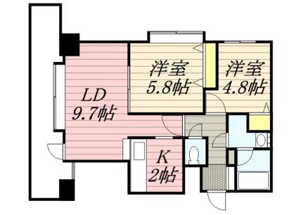 北海道札幌市中央区南十一条西１３丁目(賃貸マンション2LDK・7階・54.47㎡)の写真 その2