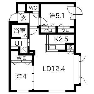 仮）アルファスクエア南4西15 202｜北海道札幌市中央区南四条西１５丁目(賃貸マンション2LDK・2階・53.96㎡)の写真 その2