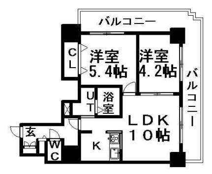 ジュエルタワー 1807｜北海道札幌市中央区南七条西６丁目(賃貸マンション2LDK・18階・44.38㎡)の写真 その2