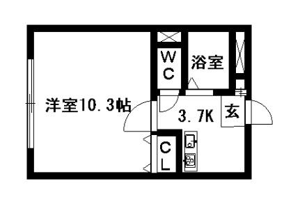 北海道札幌市中央区南十三条西１４丁目(賃貸マンション1K・4階・28.35㎡)の写真 その2