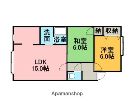 北海道札幌市白石区菊水元町二条１丁目(賃貸アパート2LDK・2階・53.00㎡)の写真 その2