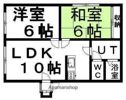 北海道札幌市白石区本通８丁目北(賃貸アパート2LDK・1階・43.72㎡)の写真 その2
