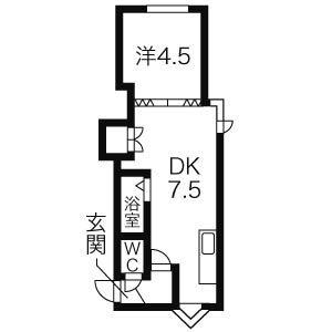 パルコート南郷18 307｜北海道札幌市白石区栄通１８丁目(賃貸マンション1DK・3階・25.42㎡)の写真 その2