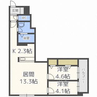 北海道札幌市豊平区月寒中央通６丁目(賃貸マンション2LDK・7階・51.37㎡)の写真 その2