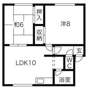 コーポサンフラワー　Ｂ 201｜北海道札幌市豊平区平岸四条８丁目(賃貸アパート2LDK・2階・49.20㎡)の写真 その2