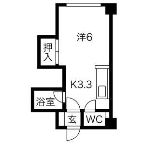 グランドールイケダ 404｜北海道札幌市白石区菊水四条２丁目(賃貸マンション1K・4階・21.80㎡)の写真 その2