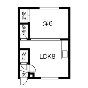 ベルメゾン栄通 105｜北海道札幌市白石区栄通２１丁目(賃貸アパート1DK・2階・28.05㎡)の写真 その2