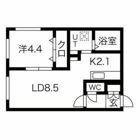 Ｐｏｒｔｅ　Ｂｏｎｈｅｕｒ東札幌（ポルトボヌール東札幌） 205｜北海道札幌市白石区東札幌五条５丁目(賃貸マンション1LDK・2階・33.40㎡)の写真 その2