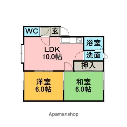 みさきアパートＢ  ｜ 北海道室蘭市御崎町２丁目（賃貸アパート2LDK・2階・52.65㎡） その2