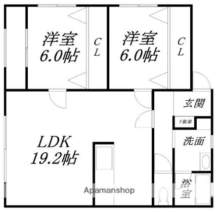 ヴィラージュ東浜 302｜北海道北斗市東浜１丁目(賃貸アパート2LDK・3階・67.98㎡)の写真 その2