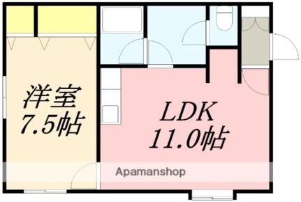 サンルーカス共栄I 2-C｜北海道北斗市追分１丁目(賃貸アパート1LDK・2階・44.34㎡)の写真 その2