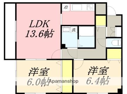 ボヌール・ピエス 306｜北海道函館市亀田町(賃貸マンション2LDK・3階・62.40㎡)の写真 その2