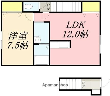 ラカーサI 201｜北海道北斗市七重浜３丁目(賃貸アパート1LDK・2階・44.13㎡)の写真 その2