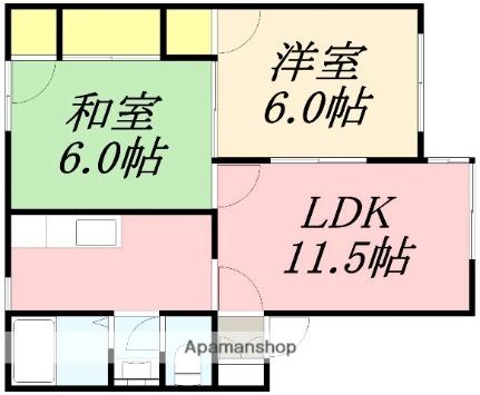 カーサ湯の浜I 103｜北海道函館市湯浜町(賃貸アパート2LDK・1階・53.07㎡)の写真 その2