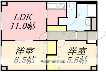 シティパレス的場 401｜北海道函館市的場町(賃貸マンション2LDK・4階・54.40㎡)の写真 その2
