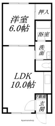 ピュアパレス栄町 201 ｜ 北海道函館市栄町（賃貸マンション1LDK・2階・38.01㎡） その2