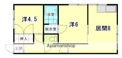 グランディール美原II 203｜北海道函館市美原２丁目(賃貸アパート2DK・2階・42.20㎡)の写真 その2