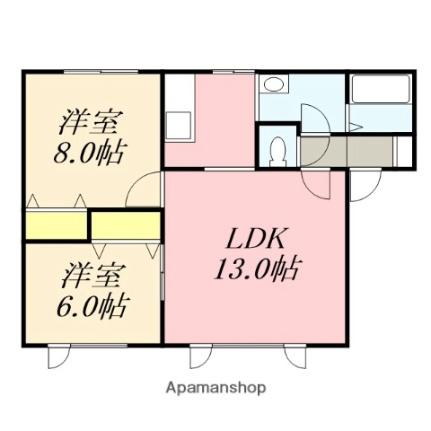 ハウスコンフォートＡ 201｜北海道北斗市追分４丁目(賃貸アパート2LDK・2階・58.74㎡)の写真 その2