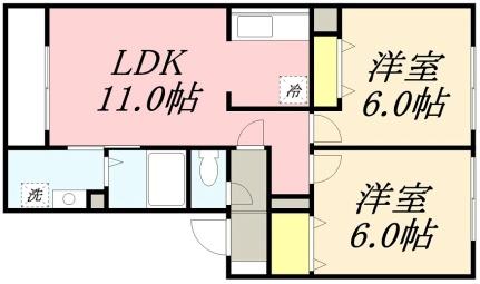 北海道北斗市追分２丁目(賃貸アパート2LDK・3階・55.07㎡)の写真 その2